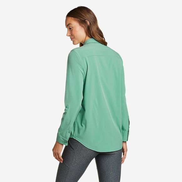 NWT eddie bauer Departure 2.0 Long-Sleeve Shirt seaglass green - Picture 2 of 11
